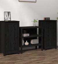 Sideboards 2 Stk. Schwarz 39x35x80 cm Massivholz Kiefer