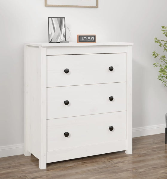 Sideboard Weiß 70x35x80 cm Massivholz Kiefer