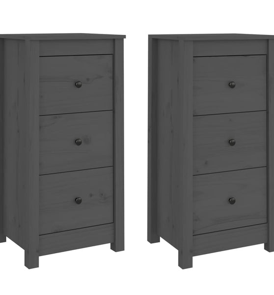 Sideboards 2 Stk. Grau 40x35x80 cm Massivholz Kiefer