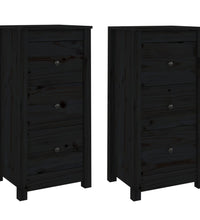 Sideboards 2 Stk. Schwarz 40x35x80 cm Massivholz Kiefer