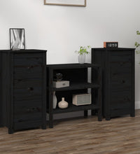 Sideboards 2 Stk. Schwarz 40x35x80 cm Massivholz Kiefer