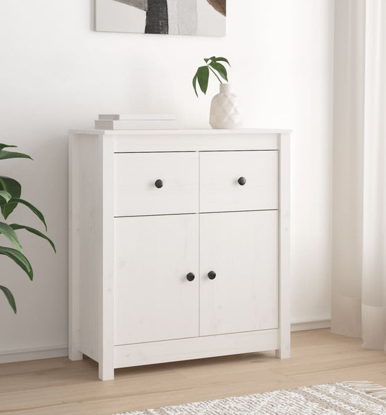 Sideboard Weiß 70x35x80 cm Massivholz Kiefer