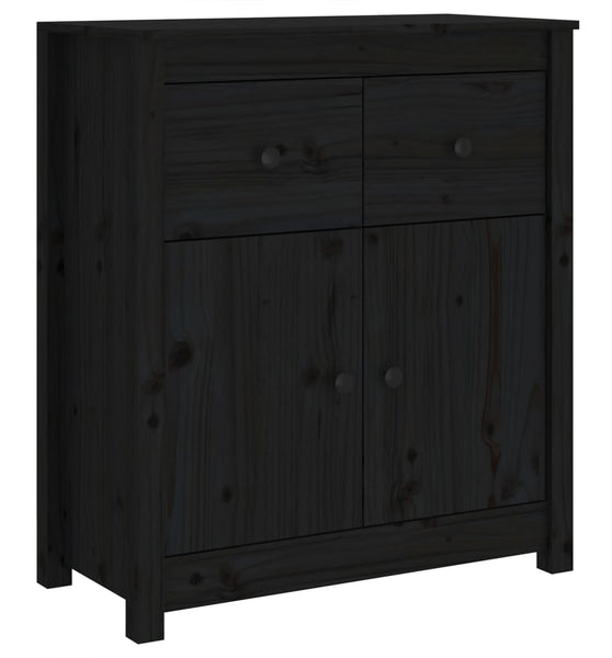 Sideboard Schwarz 70x35x80 cm Massivholz Kiefer