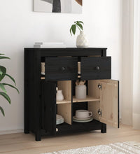 Sideboard Schwarz 70x35x80 cm Massivholz Kiefer