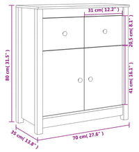 Sideboard Schwarz 70x35x80 cm Massivholz Kiefer