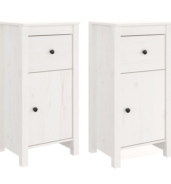 Sideboards 2 Stk. Weiß 40x35x80 cm Massivholz Kiefer