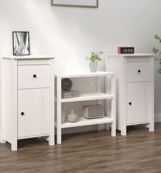 Sideboards 2 Stk. Weiß 40x35x80 cm Massivholz Kiefer