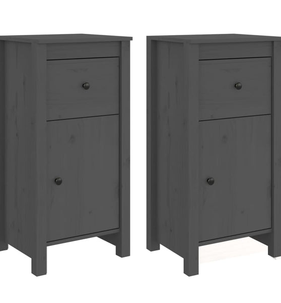 Sideboards 2 Stk. Grau 40x35x80 cm Massivholz Kiefer