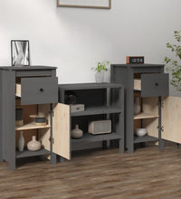 Sideboards 2 Stk. Grau 40x35x80 cm Massivholz Kiefer