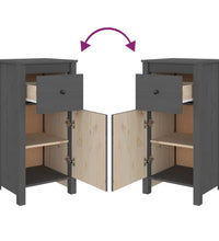 Sideboards 2 Stk. Grau 40x35x80 cm Massivholz Kiefer