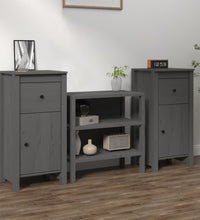 Sideboards 2 Stk. Grau 40x35x80 cm Massivholz Kiefer