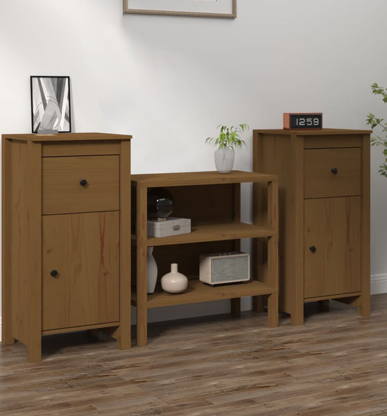 Sideboards 2 Stk. Honigbraun 40x35x80 cm Massivholz Kiefer
