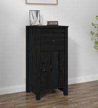 Sideboard Schwarz 40x35x80 cm Massivholz Kiefer