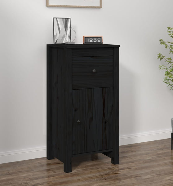 Sideboard Schwarz 40x35x80 cm Massivholz Kiefer