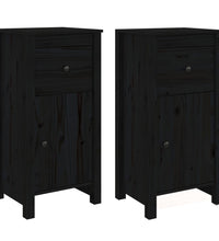 Sideboards 2 Stk. Schwarz 40x35x80 cm Massivholz Kiefer