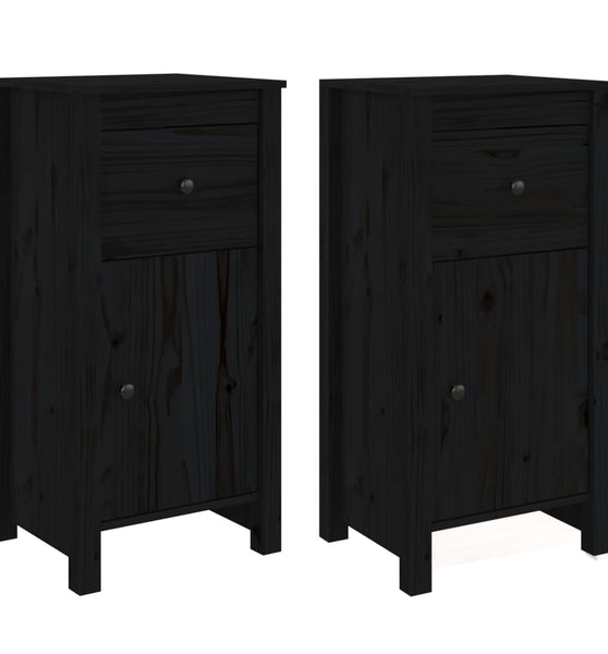 Sideboards 2 Stk. Schwarz 40x35x80 cm Massivholz Kiefer