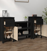 Sideboards 2 Stk. Schwarz 40x35x80 cm Massivholz Kiefer