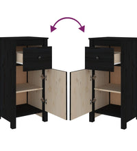 Sideboards 2 Stk. Schwarz 40x35x80 cm Massivholz Kiefer
