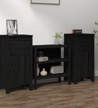 Sideboards 2 Stk. Schwarz 40x35x80 cm Massivholz Kiefer