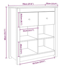 Sideboard Honigbraun 70x35x80 cm Massivholz Kiefer