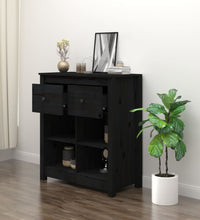 Sideboard Schwarz 70x35x80 cm Massivholz Kiefer