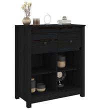 Sideboard Schwarz 70x35x80 cm Massivholz Kiefer