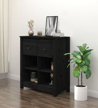 Sideboard Schwarz 70x35x80 cm Massivholz Kiefer