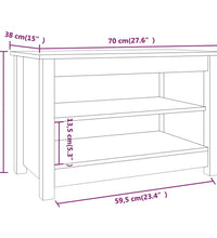 Schuhbank Weiß 70x38x45,5 cm Massivholz Kiefer