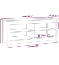 Schuhbank Schwarz 110x38x45,5 cm Massivholz Kiefer