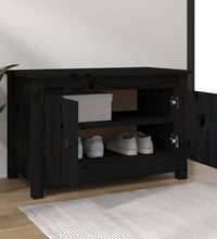 Schuhschrank Schwarz 70x38x45,5 cm Massivholz Kiefer