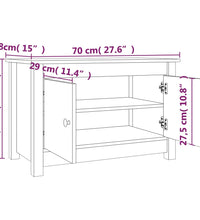 Schuhschrank Schwarz 70x38x45,5 cm Massivholz Kiefer