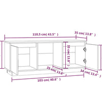 TV-Schrank Weiß 110,5x35x44 cm Massivholz Kiefer