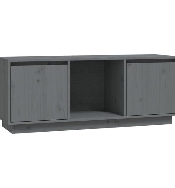 TV-Schrank Grau 110,5x35x44 cm Massivholz Kiefer