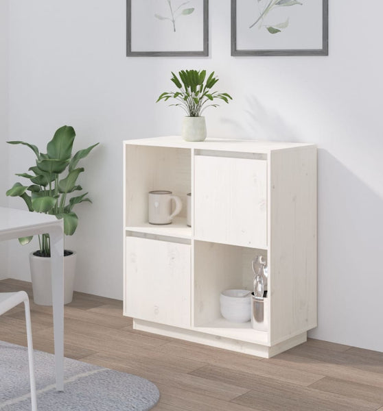 Sideboard Weiß 74x35x80 cm Massivholz Kiefer