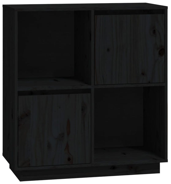 Sideboard Schwarz 74x35x80 cm Massivholz Kiefer