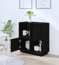 Sideboard Schwarz 74x35x80 cm Massivholz Kiefer