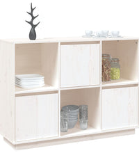 Sideboard Weiß 110,5x35x80 cm Massivholz Kiefer