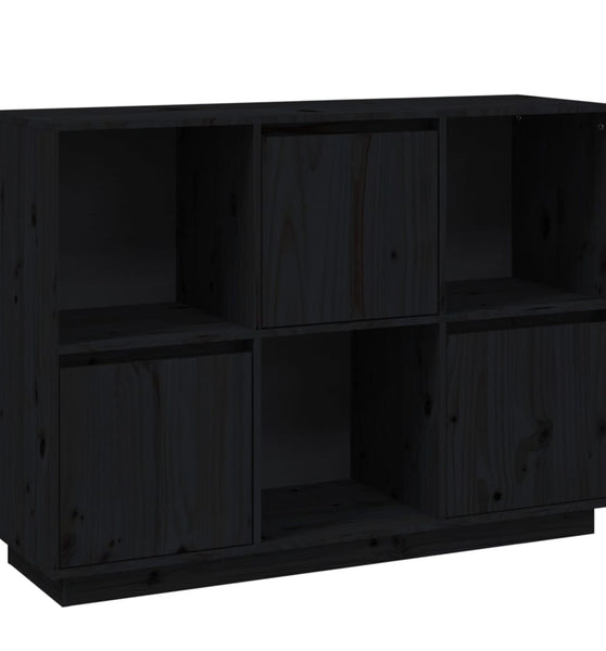 Sideboard Schwarz 110,5x35x80 cm Massivholz Kiefer