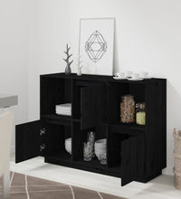 Sideboard Schwarz 110,5x35x80 cm Massivholz Kiefer