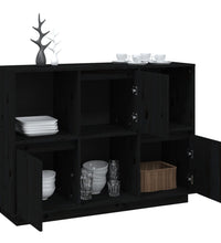 Sideboard Schwarz 110,5x35x80 cm Massivholz Kiefer