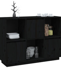 Sideboard Schwarz 110,5x35x80 cm Massivholz Kiefer