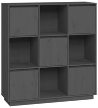 Highboard Grau 110,5x35x117 cm Massivholz Kiefer