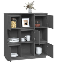 Highboard Grau 110,5x35x117 cm Massivholz Kiefer
