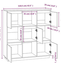 Highboard Grau 110,5x35x117 cm Massivholz Kiefer