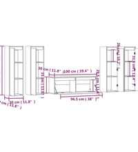 TV-Schränke 5 Stk. Grau Massivholz Kiefer