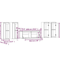TV-Schränke 5 Stk. Grau Massivholz Kiefer