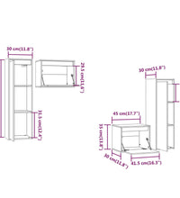 TV-Schränke 4 Stk. Grau Massivholz Kiefer