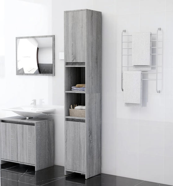 Badezimmerschrank Grau Sonoma 30x30x183,5 cm Holzwerkstoff