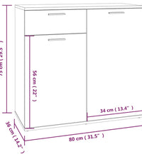 Sideboard Grau Sonoma 80x36x75 cm Holzwerkstoff