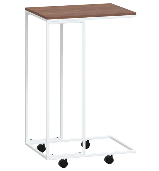 Beistelltisch mit Rollen Weiß 40x30x63,5 cm Holzwerkstoff